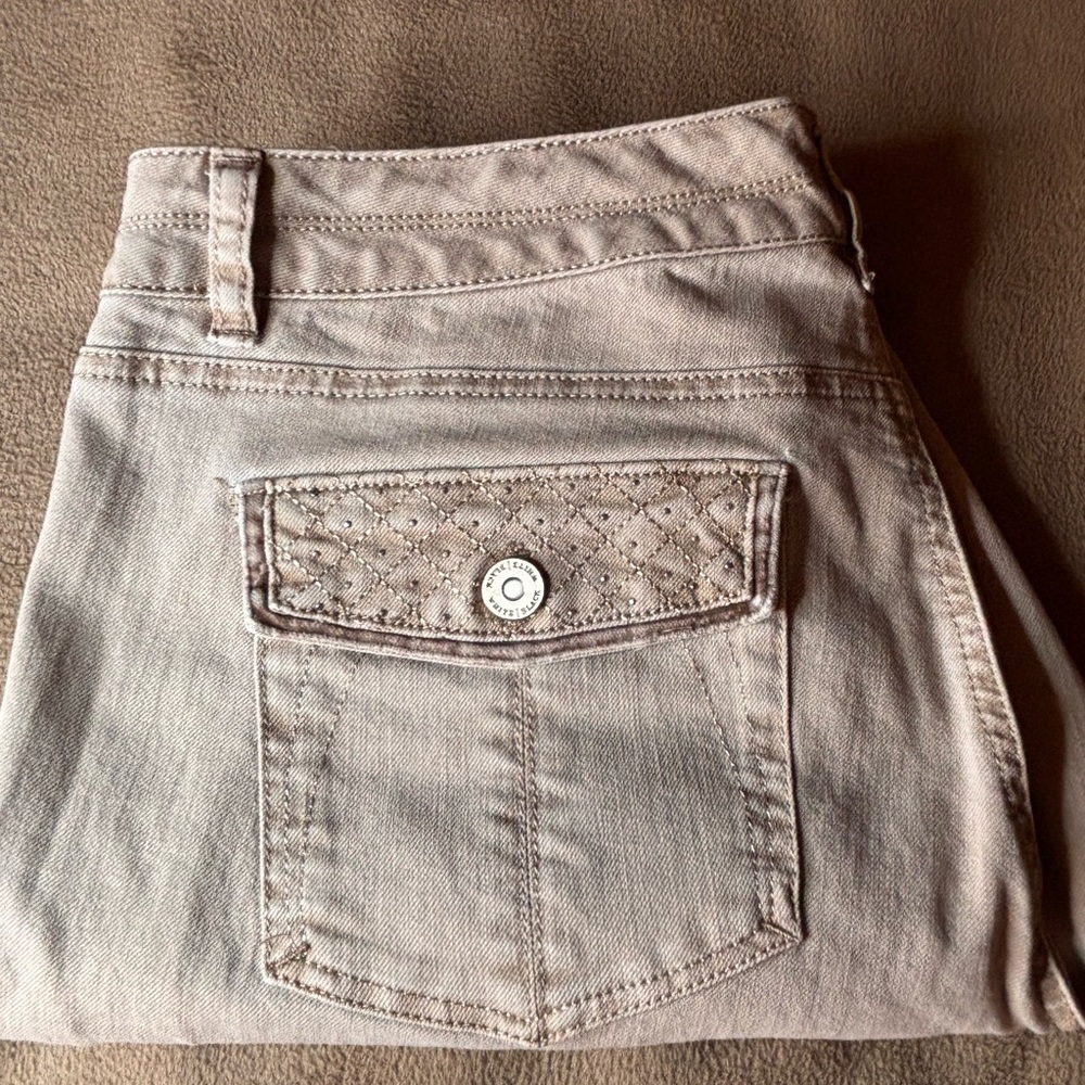 White House Black Market Light Tan Slim Ankle  Women Jeans Size 12R